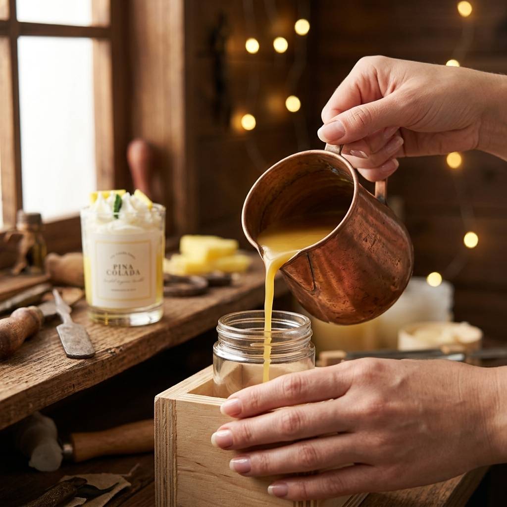 Artisan hand-pouring candle wax