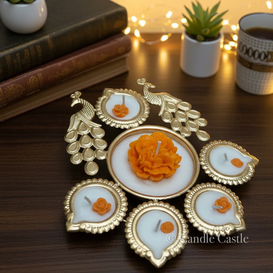 Peacock Divine Urli Candle - Image 3